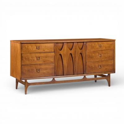  Broyhill Brasilia Broyhill Brasilia Mid Century Walnut 9 Drawer Lowboy Dresser