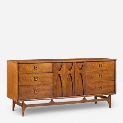  Broyhill Brasilia Broyhill Brasilia Mid Century Walnut 9 Drawer Lowboy Dresser
