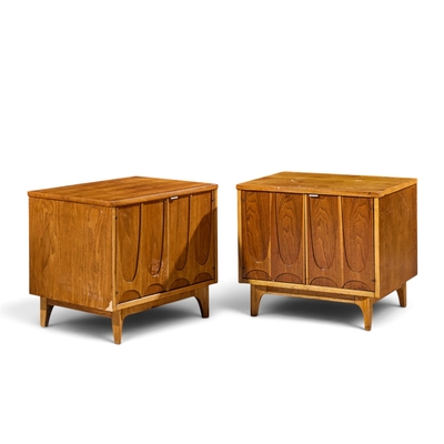  Broyhill Brasilia Broyhill Brasilia Mid Century Walnut Commode Nightstands Pair