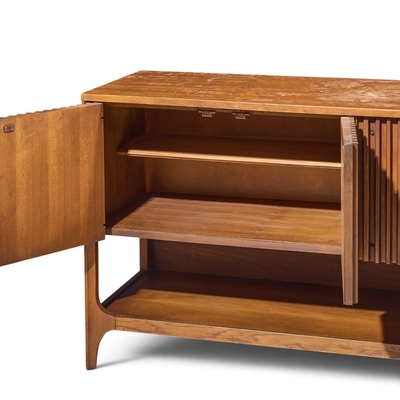  Broyhill Brasilia Broyhill Brasilia Mid Century Walnut Fluted Credenza