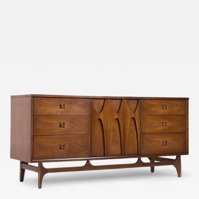  Broyhill Brasilia Broyhill Brasilia Mid Century Walnut Lowboy 9 Drawer Dresser