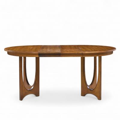  Broyhill Brasilia Broyhill Brasilia Mid Century Walnut Round Expanding Dining Table with 2 Leaves