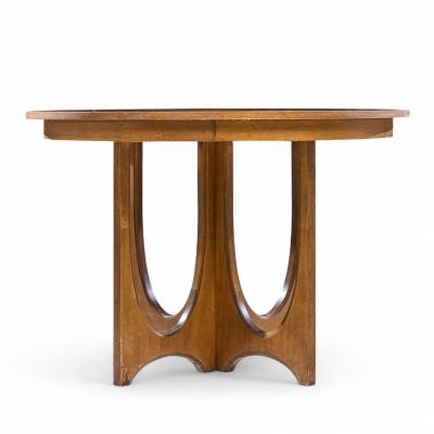  Broyhill Brasilia Broyhill Brasilia Mid Century Walnut Round Expanding Dining Table with 2 Leaves