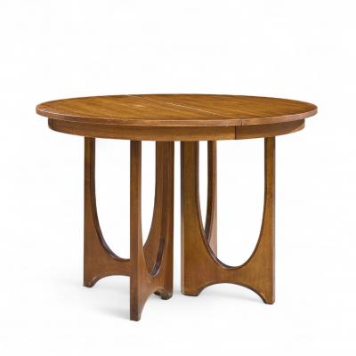  Broyhill Brasilia Broyhill Brasilia Mid Century Walnut Round Expanding Dining Table with 2 Leaves