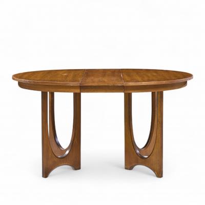  Broyhill Brasilia Broyhill Brasilia Mid Century Walnut Round Expanding Dining Table with 2 Leaves