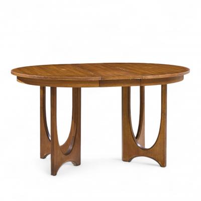  Broyhill Brasilia Broyhill Brasilia Mid Century Walnut Round Expanding Dining Table with 2 Leaves
