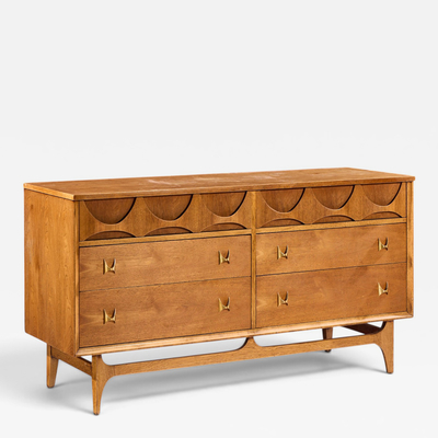  Broyhill Brasilia Broyhill Brasilia Mid Century Walnut and Brass 6 Drawer Dresser