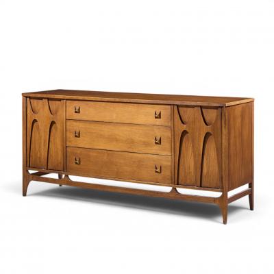  Broyhill Brasilia Broyhill Brasilia Mid Century Walnut and Brass 66 Inch Credenza