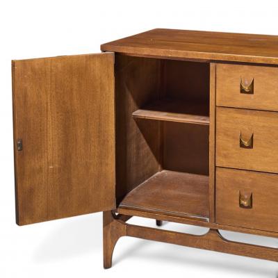 Broyhill Brasilia Broyhill Brasilia Mid Century Walnut and Brass 66 Inch Credenza