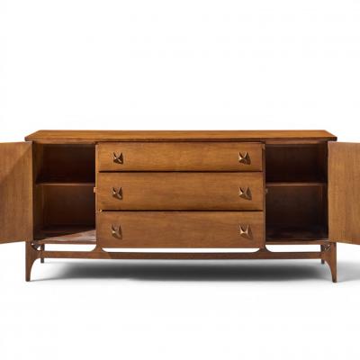  Broyhill Brasilia Broyhill Brasilia Mid Century Walnut and Brass 66 Inch Credenza