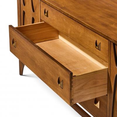  Broyhill Brasilia Broyhill Brasilia Mid Century Walnut and Brass 66 Inch Credenza