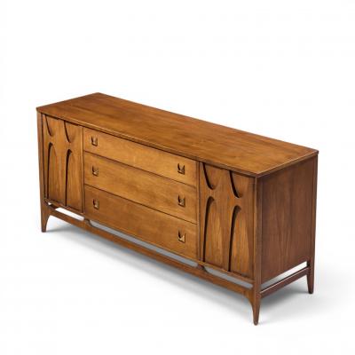  Broyhill Brasilia Broyhill Brasilia Mid Century Walnut and Brass 66 Inch Credenza