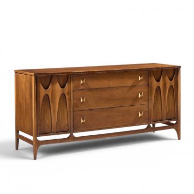  Broyhill Brasilia Broyhill Brasilia Mid Century Walnut and Brass 66 Inch Credenza