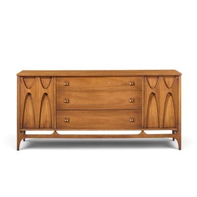  Broyhill Brasilia Broyhill Brasilia Mid Century Walnut and Brass 66 Inch Credenza