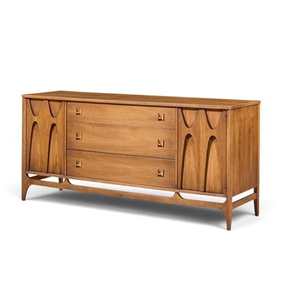  Broyhill Brasilia Broyhill Brasilia Mid Century Walnut and Brass 66 Inch Credenza