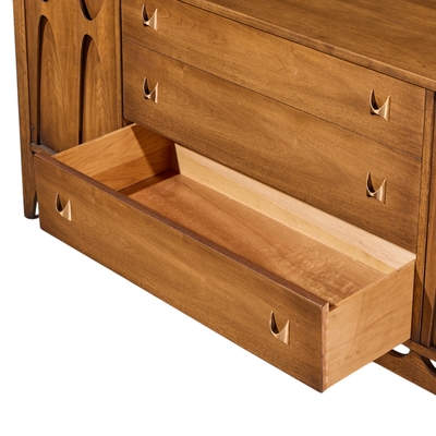  Broyhill Brasilia Broyhill Brasilia Mid Century Walnut and Brass 66 Inch Credenza