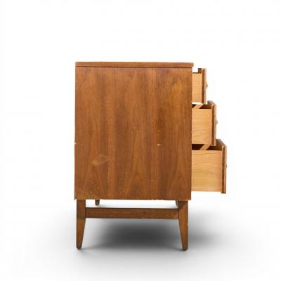  Broyhill Brasilia Broyhill Brasilia Mid Century Walnut and Brass 9 Drawer Lowboy Dresser