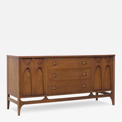 Broyhill Brasilia Broyhill Brasilia Mid Century Walnut and Brass Credenza