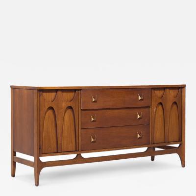  Broyhill Brasilia Broyhill Brasilia Mid Century Walnut and Brass Credenza
