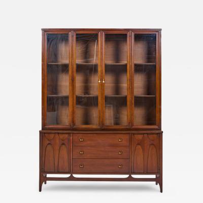  Broyhill Brasilia Broyhill Brasilia Mid Century Walnut and Brass Credenza and Hutch