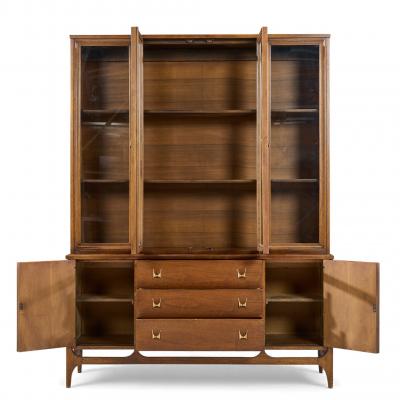  Broyhill Brasilia Broyhill Brasilia Mid Century Walnut and Brass Credenza and Hutch