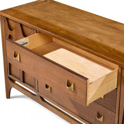  Broyhill Brasilia Broyhill Brasilia Mid Century Walnut and Brass Credenza and Hutch