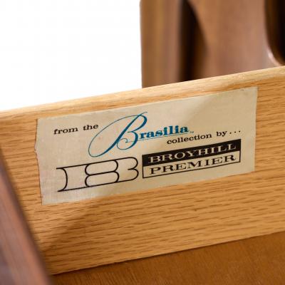  Broyhill Brasilia Broyhill Brasilia Mid Century Walnut and Brass Credenza and Hutch