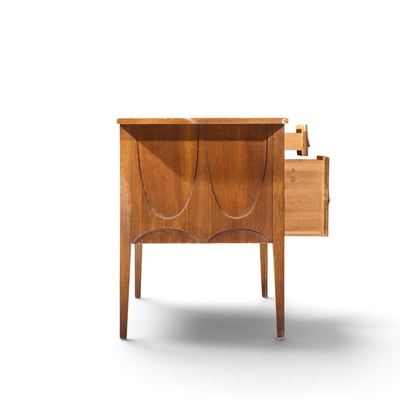  Broyhill Brasilia Broyhill Brasilia Mid Century Walnut and Brass Desk