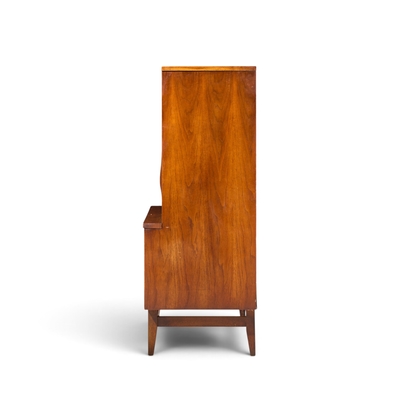  Broyhill Brasilia Broyhill Brasilia Mid Century Walnut and Brass Gentleman Chest Highboy Dresser