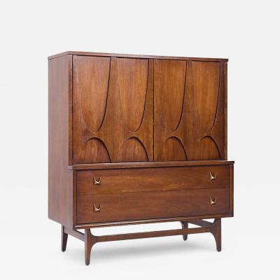  Broyhill Brasilia Broyhill Brasilia Mid Century Walnut and Brass Gentlemans Chest Highboy Dresser