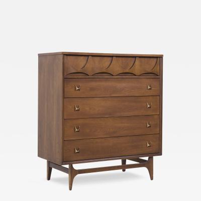  Broyhill Brasilia Broyhill Brasilia Mid Century Walnut and Brass Highboy Dresser