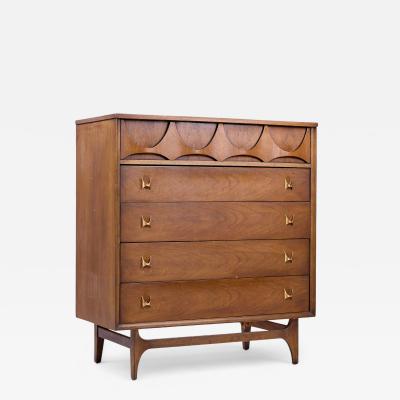  Broyhill Brasilia Broyhill Brasilia Mid Century Walnut and Brass Highboy Dresser