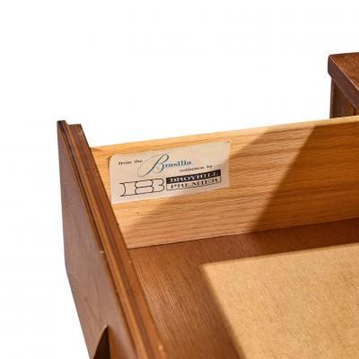  Broyhill Brasilia Broyhill Brasilia Mid Century Walnut and Brass Lowboy 9 Drawer Dresser
