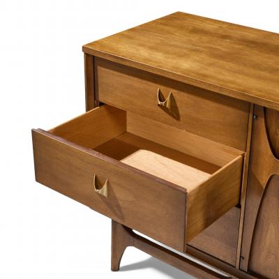  Broyhill Brasilia Broyhill Brasilia Mid Century Walnut and Brass Lowboy Dresser