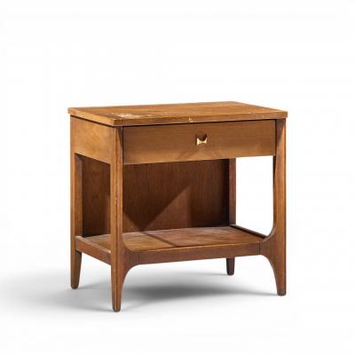  Broyhill Brasilia Broyhill Brasilia Mid Century Walnut and Brass Nightstand
