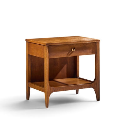  Broyhill Brasilia Broyhill Brasilia Mid Century Walnut and Brass Nightstand