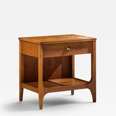  Broyhill Brasilia Broyhill Brasilia Mid Century Walnut and Brass Nightstand