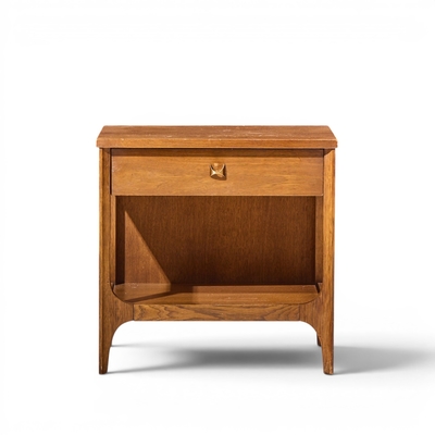  Broyhill Brasilia Broyhill Brasilia Mid Century Walnut and Brass Nightstands Pair