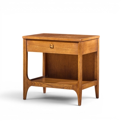  Broyhill Brasilia Broyhill Brasilia Mid Century Walnut and Brass Nightstands Pair
