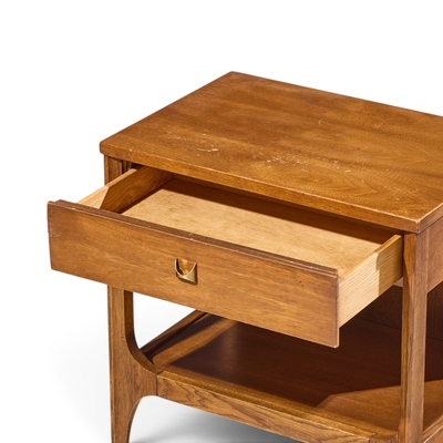  Broyhill Brasilia Broyhill Brasilia Mid Century Walnut and Brass Nightstands Pair