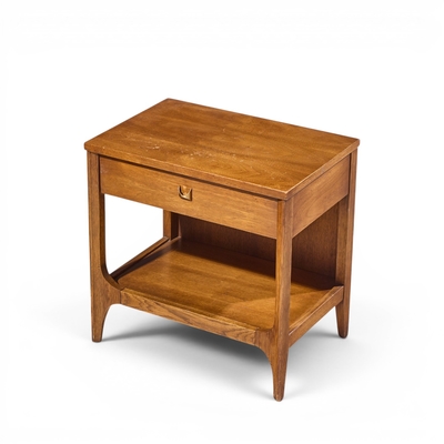  Broyhill Brasilia Broyhill Brasilia Mid Century Walnut and Brass Nightstands Pair