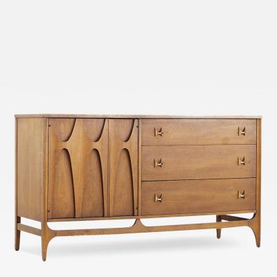  Broyhill Brasilia Broyhill Brasilia Mid Century Walnut and Brass Offset Buffet