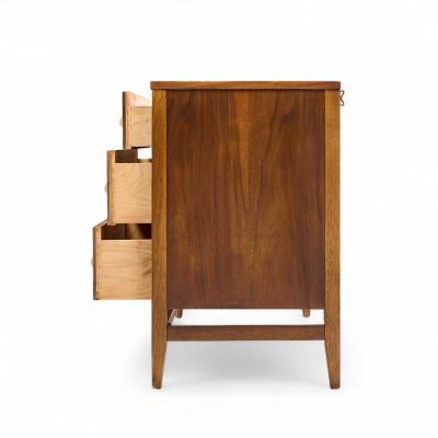  Broyhill Brasilia Broyhill Brasilia Mid Century Walnut and Brass Offset Credenza and Hutch