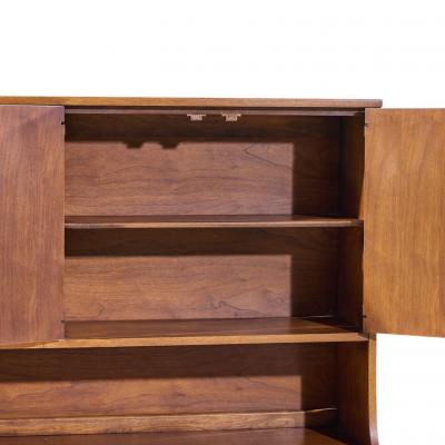  Broyhill Brasilia Broyhill Brasilia Mid Century Walnut and Brass Offset Credenza and Hutch