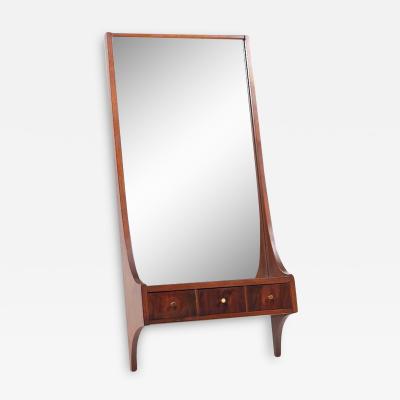  Broyhill Brasilia Broyhill Brasilia Mid Century Walnut and Brass Wall Mirror with Drawers