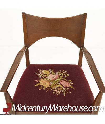  Broyhill Furniture Broyhill Saga Mid Century Walnut Captain Dining Chairs Pair