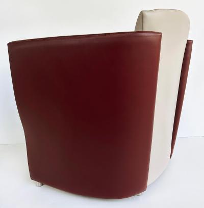  Brueton Brueton 2 tone Leather Embrace Club Chairs by Victor I Dziekiewicz