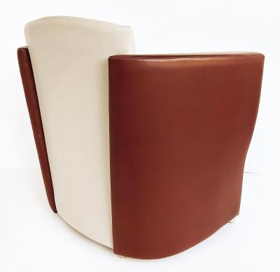  Brueton Brueton 2 tone Leather Embrace Club Chairs by Victor I Dziekiewicz