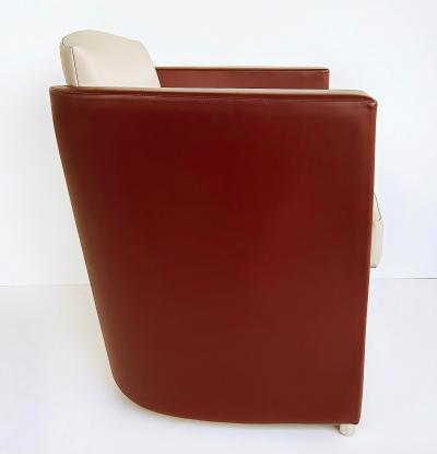  Brueton Brueton 2 tone Leather Embrace Club Chairs by Victor I Dziekiewicz