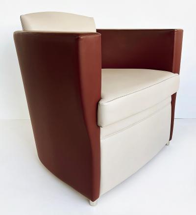  Brueton Brueton 2 tone Leather Embrace Club Chairs by Victor I Dziekiewicz